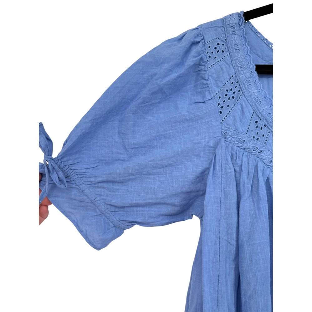 Free People Sandy Shores Tiered Babydoll Mini Dress Cornflower Blue Size Medium - Picture 11 of 13